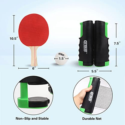 GSE Games & Sports Expert Adjustable Retractable Ping Pong Net Set & Post. Professional Table Tennis Rackets and Balls, Net with Posts and Storage Bag - Pingpong Paddle and Game Table Accessories. | Adjustable - color: Table Tennis Set-Black