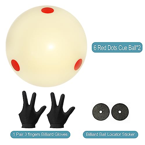 Pro-Cup Pool Cue Ball 2-1/4 Inch,Standard Pool Ball Billiard Cue Ball with 6 Red Dots,Pool Table Accessories for Billiards Game - color: Red dots cue ballx2pcs