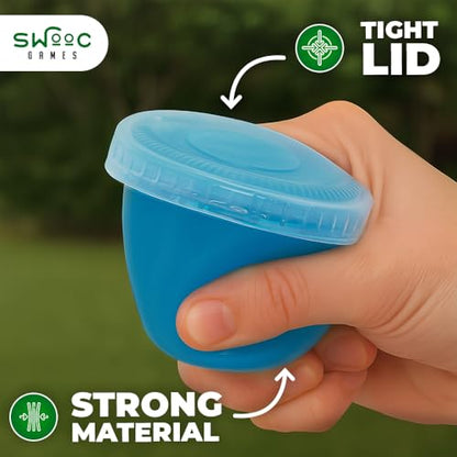 SWOOC Games – 105 Extra/Replacement Gelatin Shot Cups & Lids for Giant Tower Party Game – Clear Plastic & Leak Proof - Perfect Size for Hidden Shot Blocks - Tipsy Topple Game for Adults - Block Games - style: Xtra Cups Only - 105pc