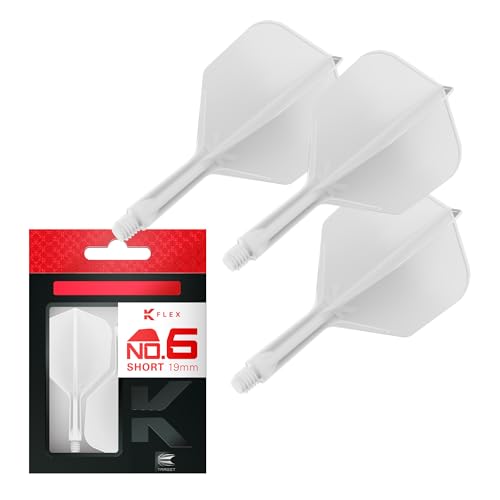 Target Darts K Flex Integrated Dart Flight and Shaft, No.6 | 3-Pack K-Flex - No. 6, Kflex Precision-Molded 2-in-1 Dart Flights and Dart Shaft | Professional Dart Accessories - color: White, size: Short (19mm)