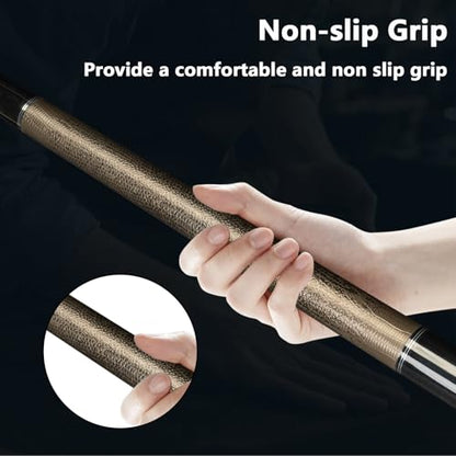 Glass Fiber Pool Cue with Case Canadian Maple Wood Pool Stick Low Deflection Cue Stick Pool Cue Kit with Case,Gloves,Tips and Extension - color: Black