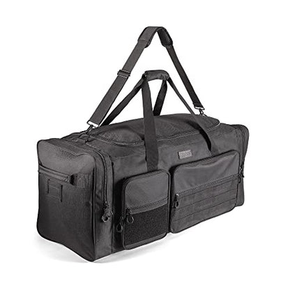Fitdom 130L 36" Heavy Duty Extra Large Sports Gym Equipment Travel Duffle Bag W/Adjustable Shoulder Strap & 7 Compartments. Perfect for Soccer Baseball Basketball Hockey Football, Team Coaches & More - color: Black