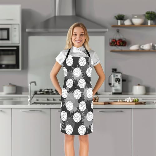 Manfei Volleyball Kids Kitchen Apron - color: Black White