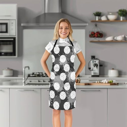 Manfei Volleyball Kids Kitchen Apron - color: Black White