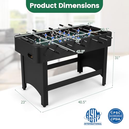 Goplus Foosball Table, 47" Competition Full Size Soccer Game Table with 22 Players, 2 Balls, Home Arcade Football Table Set for Adults, Family Nights, Game Rooms, Parties - color: Black
