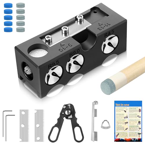 11-in-1 Pool Cue Tip Replacement Kit, Cue Tip Shaping Tool, Professional Cue Tip Repair Accessories, Suitable for tip Replacement and Shaping in Home, bar, Club, or Tournament Settings