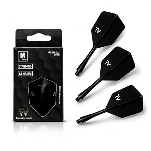 FunVision Aero Darts Flight and Shaft, Integrated Flight & Shaft System, Professional 2-in-1 Molded Darts Wings Accessories（3PCs ） - color: Black