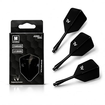 FunVision Aero Darts Flight and Shaft, Integrated Flight & Shaft System, Professional 2-in-1 Molded Darts Wings Accessories（3PCs ） - color: Black