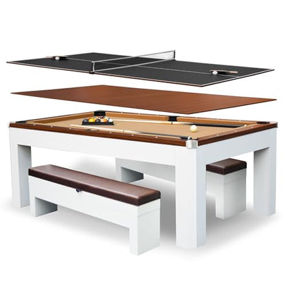 Hathaway Pool Table Combo Set with Benches - color: Walnut