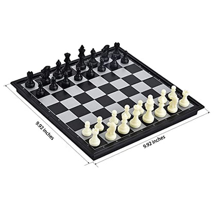 Chess Set with Folding Magnetic Travel Games Board and 2 Extra Queens for Kids and Adults