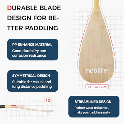 SUP Paddleboard Paddle with Carbon Fiber Shaft and Enhanced PP Blade, Adjustable Stand Up Paddle Board Paddle, 66-82" (170-210 cm), Bamboo Pattern Series - color: Bamboo Pattern