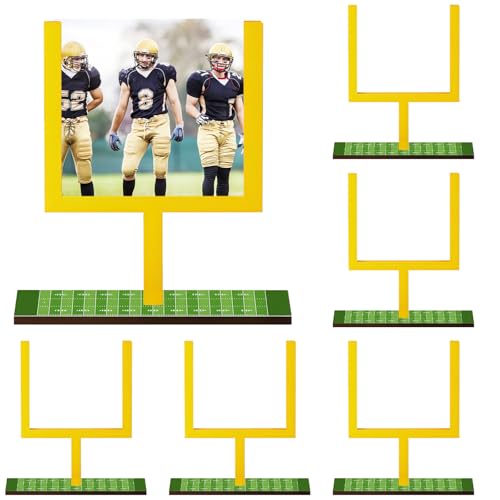 6 Pcs Football Goal Post Table Decorations Wooden Field Goal Post Centerpieces 4.3 x 3.9 Inch Photo Frame with Base for Table Fans Sport Birthday Supplies