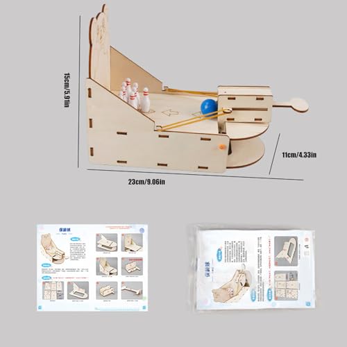 Creative Wooden Desktop Bowling Toy Interactive STEM Set for Science Discovery and Education Learning Activity ' s Wooden Bowling Game