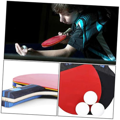 Table Tennis Racket Set with High-Density Rubber Paddles for Outdoor Training Short Handle Bats and Balls Lightweight Pingpong Bats for Beginner and Expert Players