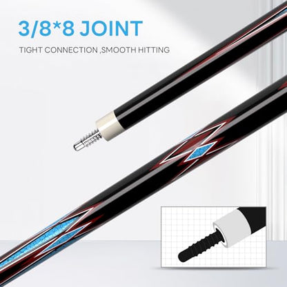 Carbon Fiber Pool Cue 58" 2-Piece Cue Stick Professional Cue Carbon Technology Low Deflection Billiard Cues（Weight can be Adjusted） - color: Flame, size: 11.5mm