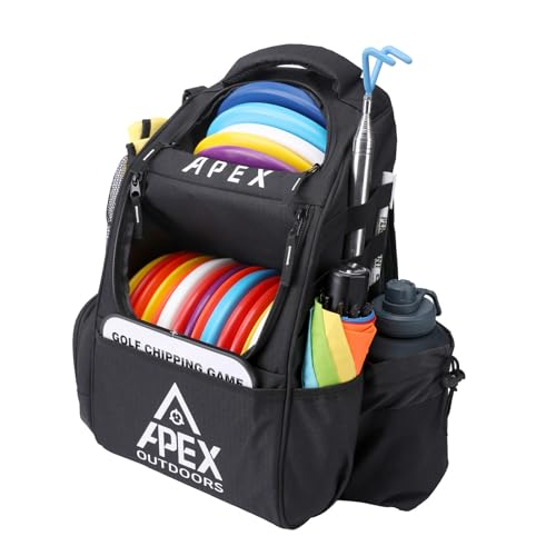 Disc Golf Bag, Large Disc Golf Backpack Holds Over 21 Discs, Durable & Lightweight with Multiple Storage Pockets - color: Black