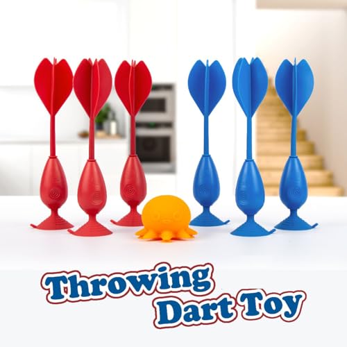Throwing Dart Toy Set, Indoor Outdoor Game with Suction Cup Base, 7 Pack, for Kids 6+ and Adults, Party Fun