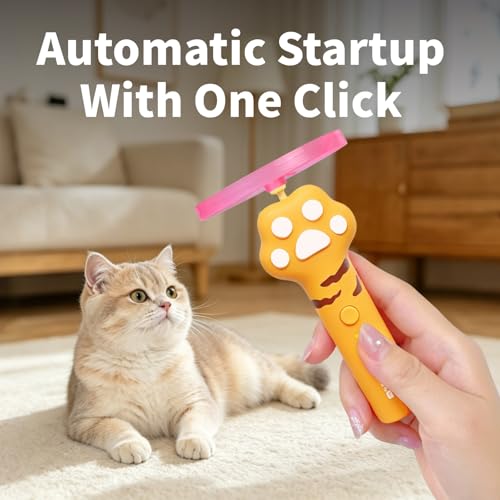 LED Glowing Cat Fetch Toy Launcher, USB Rechargeable Electric Flying Disc Toy with Soft Spinner Discs, Interactive Tracking Hunting Toy for Indoor Outdoor Kitten & Dog Daily Play(Yellow) - color: Yellow