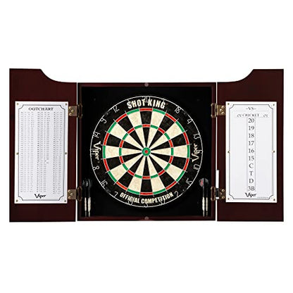 Viper Hudson Solid Wood Cabinet for Sisal/Bristle Steel Tip Dartboard with Dry Erase Scoreboard and Out-Chart, Mahogany Finish