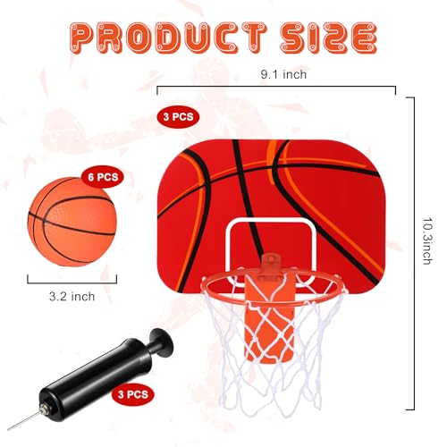 Honoson 3 Sets Indoor Trash Can Basketball Game Set Includes 3 Mini Clip on Basketball Hoop with Backboard 6 Inflatable Ball Pump Office Decompression Toy Birthday Gift Back to School(Classic) - color: Black
