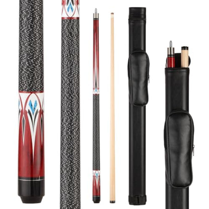 Pool Cue Stick - 58 inch Maple Billiard Pool Stick, 19/20/21 oz 1/2 Maple Pool Cue Stick Kit, 2-Piece Billiard Pool Cue Stick - color: Wine Red With Case(20 oz/12.5mm)