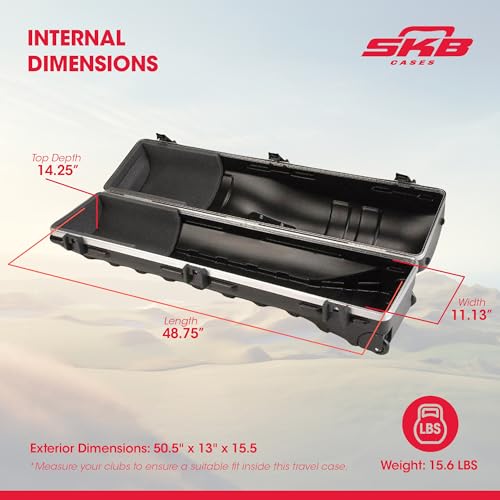 SKB Staff ATA Hard Shell Plastic Golf Travel Case for Cart Bags with 2 Wheels - Heavy-Duty Rolling Club and Driver Carrier for Airline Transport, Impact-Resistant with TSA Locking Latches - size: Medium