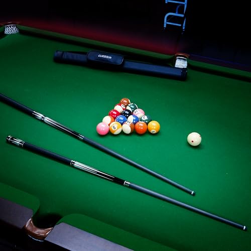 Carbon Fiber Pool Cue Stick with Case, 2pieces 58inch Low Deflection Professional Cue Stick for Billiards, Pro Taper Carbon Fibre Shaft with Genuine Leather Wrap and 12.5mm Tip (19oz-20oz) - color: Style4