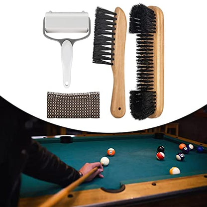 Billiards Table Cleaning Brush Set with Roller and Wooden Handle for Pool Table Maintenance- Brown 4PCS - color: Brown 4PCS