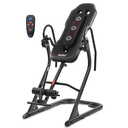 Teclor Inversion Table,Advanced Heat and Massage Function,Strength Training Inversion Table for Back Pain Relief,350 lbs Capacity with Thickened 3D Memory Foam backrest,Black
