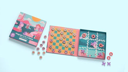 Stephen Joseph, Magnetic Checkers and Tic-Tac-Toe, 40 pc Magnetic 2 in 1 Travel Play Set – Fun Game for Families, Ideal for Ages 3+ – Travel Game for Kids with Travel Tin, Farm