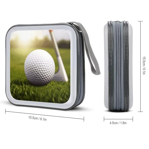 Sport Golf Ball CD Case with Zipper 40 Capacity DVD Case Holder Hard Plastic DVD Disc Storage Box Portable Disc Storage Organizer CD Wallet Bag Media Disc Wallet for Car Home