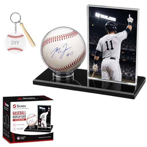 Baseball Display Case for Ball and Cards,1/2/3Pcs Clear Acrylic Tabletop Single Baseball Display Holder with Light UV Resistance, Black Base Display Stand for Sport Memorabilia (1Pack)
