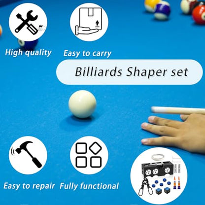 11-in-1 Billiards Pool Cue Tip Shaper, Large and Small Pool Cue Tips Kit, Pool Cue Shaper