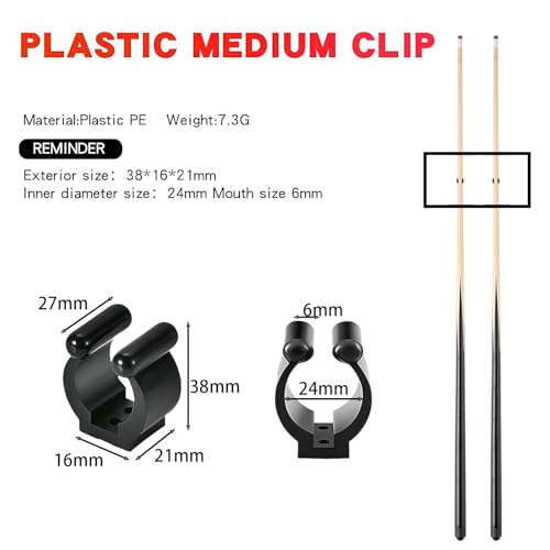 Pool Cue Holder Clamps(Include Screws), Billiards Snooker Cue Locating Clip Holder Regular Fishing Rod Storage Clips Black for Pool Cue Racks Include Screws (Large) - size: Large