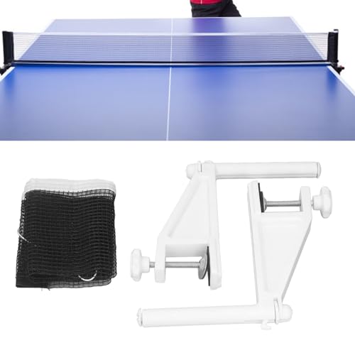 Table Tennis Net and Post Set, Portable Folding Adjustable Table Tennis Net with Screw On Clamp, Durable Plastic Mesh for Indoor Outdoor Play