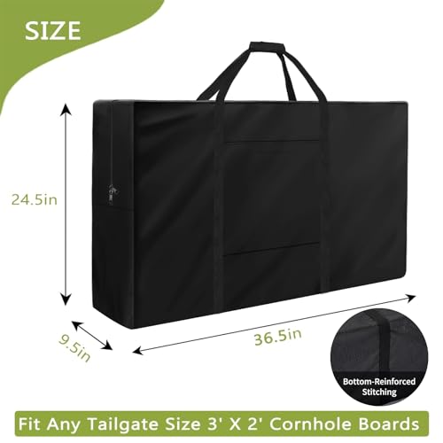 Cornhole Carrying Case,3' X 2' Cornhole Bag Carrying-Case,Weatherproof Cornholes Board Carrying Cases - Includes 2 Pockets & Padded Shoulder Strap(Tailgate Size) - size: 3' x 2' Tailgate Size