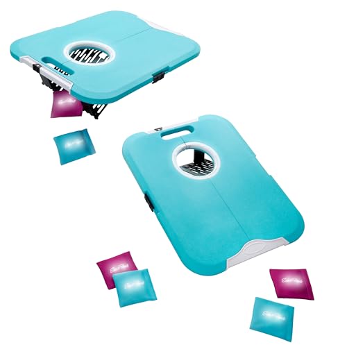EastPoint Sports Go! Gater Cornhole – Light-Up and Travel Versions – Easy Storage & Light-Weight – Perfect for Outdoor and Indoor Play - style: Light-Up Board - Turquoise/White