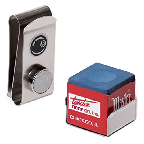 OKKO Metal Magnetic Billiard Pool Cue Chalk Holder + 1 pc of Master Chalk