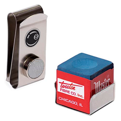 OKKO Metal Magnetic Billiard Pool Cue Chalk Holder + 1 pc of Master Chalk