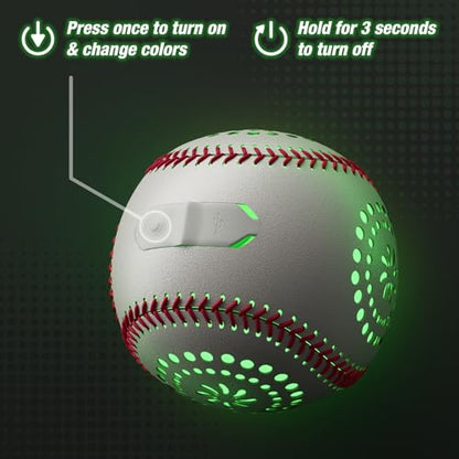 HYES Light up Baseball with LED Rechargeable, 9 Lighting Modes Glow in The Dark Baseball Gifts for Boys 8-12, Official Size Leather Weighted Balls for Day Night Indoor Outdoor Sport Game - size: led baseball- without glove
