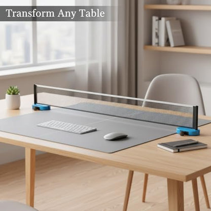 Portable Table Tennis Net Set with Telescopic Clamp, Tool-Free Setup for Dining Tables & Desks, Compact Storage - color: Blue