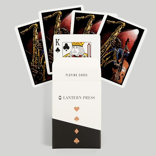 Lantern Press Jazz Band, Scratchboard, 52 Playing Cards for Adults, Poker Size Card Deck