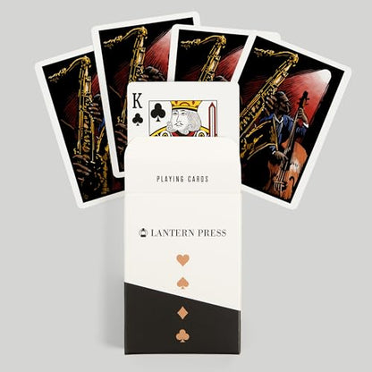 Lantern Press Jazz Band, Scratchboard, 52 Playing Cards for Adults, Poker Size Card Deck