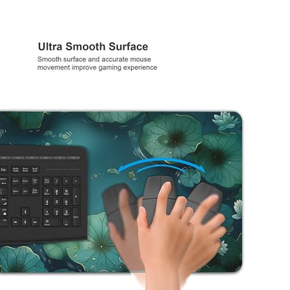 Large Extended Gaming Mouse Pad with Stitched Edges, (35.4X15.7In) Durable Non-Slip Natural Rubber Base, Waterproof Computer Keyboard Pad Mat for Esports Pros/Gamer/Desktop/Office/Home (B) - color: B