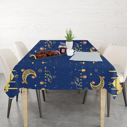 2 Pack Eid al-Fitr Plastic Table Covers Table Cloths BBQ Picnic Party Table Cloth Blue Table Cover 54 x 108 in - color: Blue