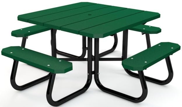 Do It Tennis Frog Furnishing Square Outdoor Picnic Table - color: Green, size: 4'
