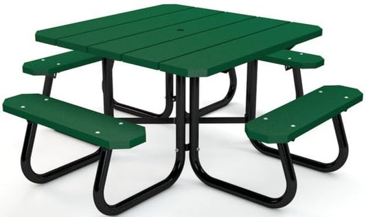 Do It Tennis Frog Furnishing Square Outdoor Picnic Table - color: Green, size: 4'