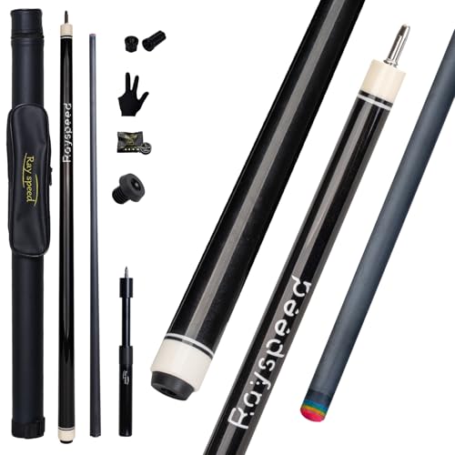 Carbon Fiber Pool Cue Stick 12.5mm Low Deflection Full Carbon Technology Pool Stick for Adults Professional Billiard Cue with Uni-loc Pin Joint - color: Black