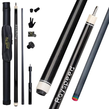 Carbon Fiber Pool Cue Stick 12.5mm Low Deflection Full Carbon Technology Pool Stick for Adults Professional Billiard Cue with Uni-loc Pin Joint - color: Black