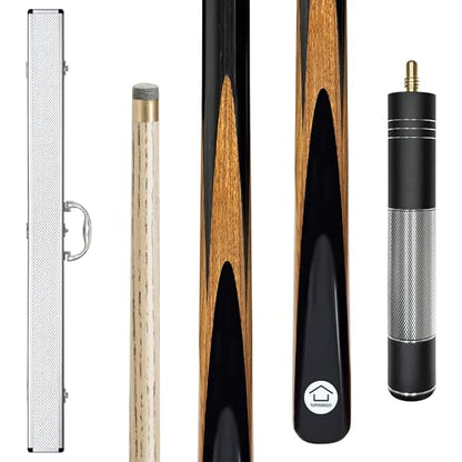 HomeSeason 57inch Snooker Cue Stick 18oz 3/4 Jointed Pool Cue, with Extension, Cue Case, Durable Ash Wood and Red Maple Construction Billiards Cue - color: HSS02